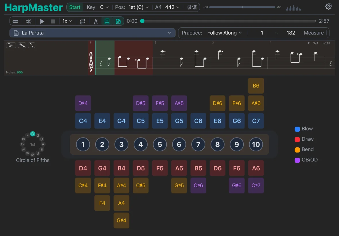 HarpMaster on iPad