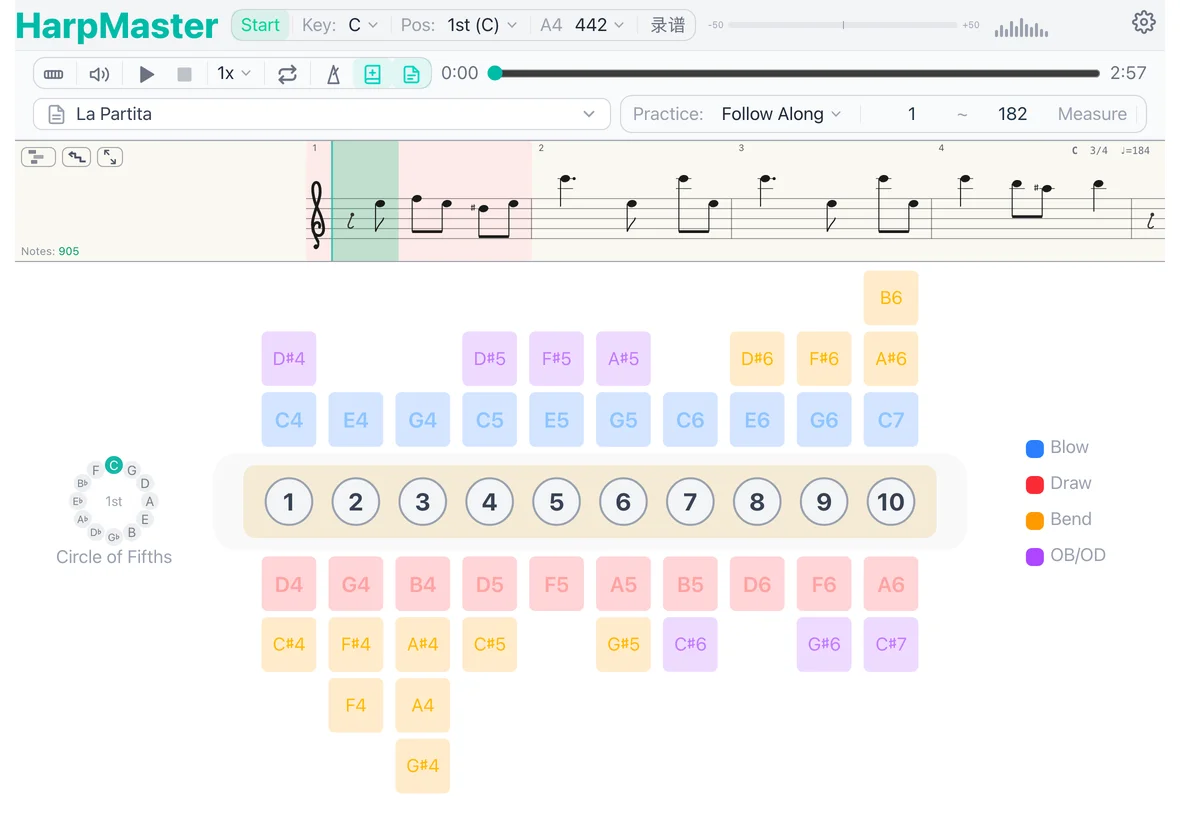 HarpMaster on iPad